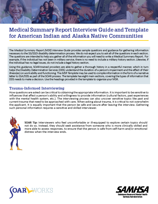 Medical Summary Report (MSR) Interview Guide for American Indian and Alaska Native Communities
